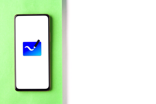 West Bangal, India - November 11, 2021 : Microsoft whiteboard logo on phone screen stock image.