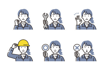 作業着の女性セット