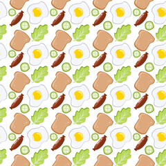 seamless pattern toast with egg for breakfast. Vector illustration