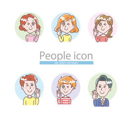 OKサインの若い男女セット