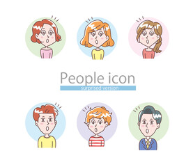 ひらめく若い男女の表情セット