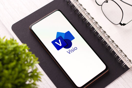 West Bangal, India - November 11, 2021 : Microsoft Visio logo on phone screen stock image.