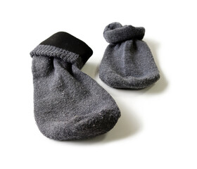 Close up picture of old socks on white background.