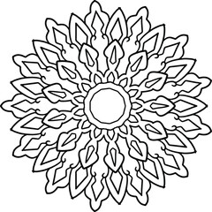 Black and white mandala design, meditation, yoga, icon, vector, illustration, coloring page 