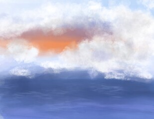 realistic white cloud on sunset background ep06