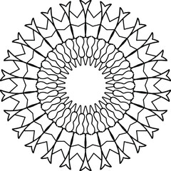 Black and white mandala design, meditation, yoga, icon, vector, illustration, coloring page 
