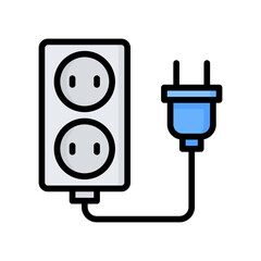 Extension Cord Icon, Filled Line style icon vector illustration, Suitable for website, mobile app, print, presentation, infographic and any other project.