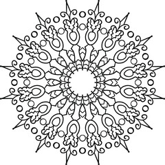 Black and white mandala design, meditation, yoga, icon, vector, illustration, coloring page 