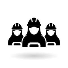 Female construction worker icon with shadow