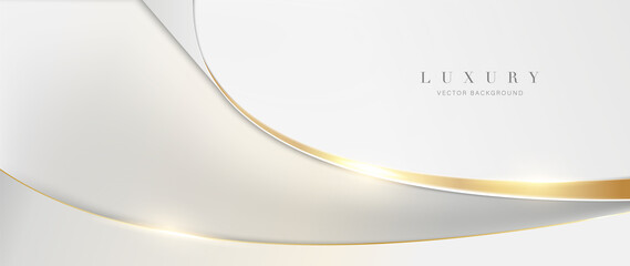 Luxury gold background vector. Abstract white and golden lines background with glow effect. Modern style wallpaper for poster, ads, sale banner, business presentation and packaging design.