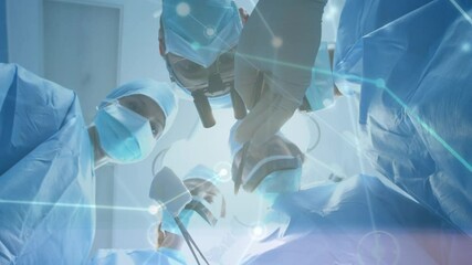 Animation of network of connections over surgeons in operating theatre - Powered by Adobe