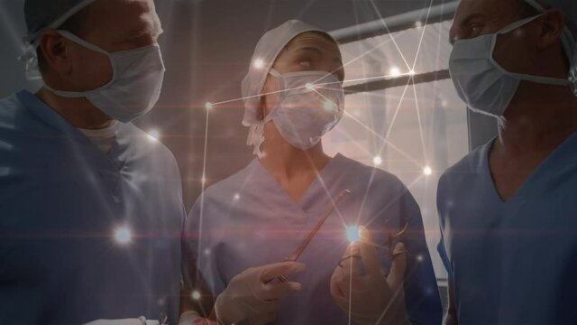 Animation of network of connections over surgeons in operating theatre