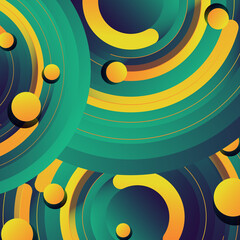 Obraz premium Fashionable retro-futuristic background 80-90s style. The old concept of cyberpunk circles. Shapes of design elements for disco genre, retro party or themed event.