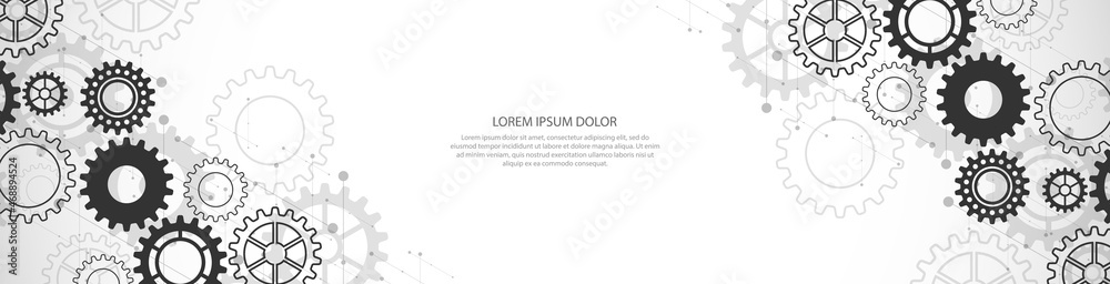 Aufkleber website header or banner design with cogs and gear wheel mechanisms. concepts and ideas for digital 