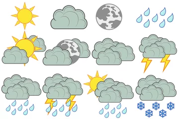 Selbstklebende Fototapeten Modern set of weather icons. Vector symbols on a white background. Vector illustration. © Inna