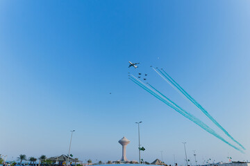 khobar/saudi arabia - september 25 2020 national day aireplane show