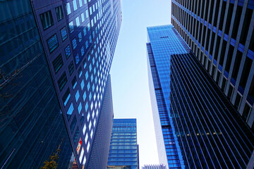 Fototapeta na wymiar Downtown Tokyo city, Business area, Buildings