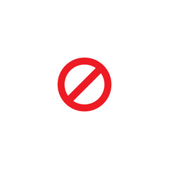 red crossed circle. prohibited button. Caution icon. Flat vector icon isolated on white.