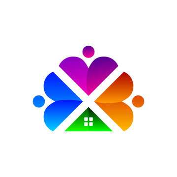 Combination Icon Love ,people and home with color gradient ,vector logo design as you editable