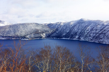 Lake Mashu in winter, Hokkaido, Japan