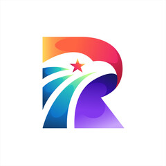 eagle logo with letter r concept