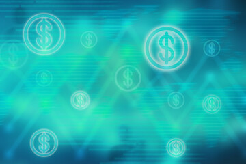 2d illustration dollar gold coin bussiness background concept
