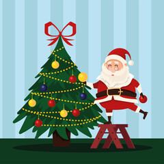 santa is decorating tree