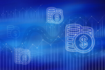 2d rendering dollar business graph background
