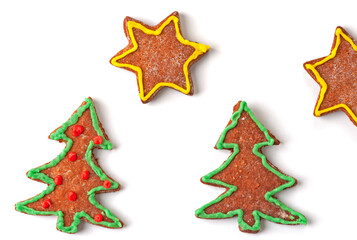 a biscuits tree and star on white background
