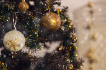 Close up of decorated Christmas tree