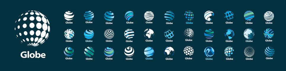 Fotobehang A set of vector logos of the Globe on a gray background © butenkow