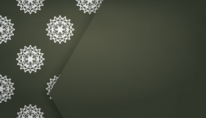Dark green banner with luxurious white ornament for design under your text
