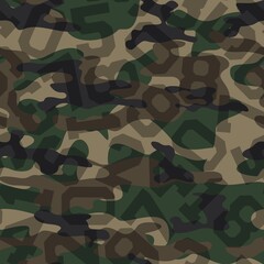 Camouflage pattern army background with numbers, modern fashion design