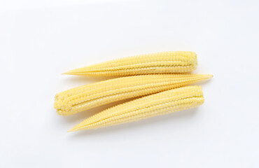 Baby Corn on white background. 