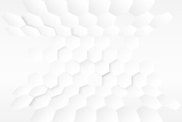 Abstract . Hexagon white background ,light and shadow. Vector.