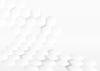 Abstract . Hexagon white background ,light and shadow. Vector.