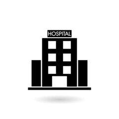 Hospital building icon with shadow isolated on white background