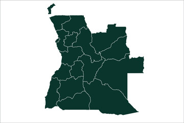 Angola map Sacramento green Color on White Backgound