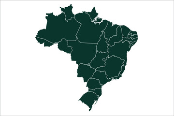 Brazil map Sacramento green Color on White Backgound