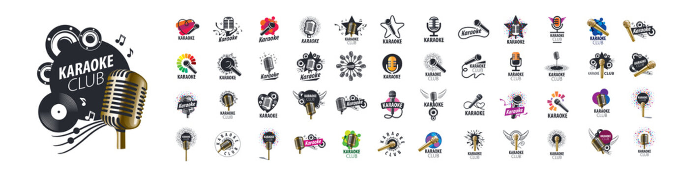 A set of vector Karaoke logos on a white background