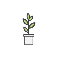 pot, leaf icon vector illustration design
