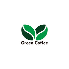 green coffee bean curves geometric colorful symbol logo vector