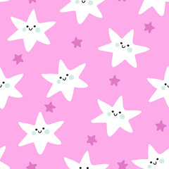 Vector illustration of seamless scandinavian pattern with colorful stars for kids fabrics, backdrop, background, wrapping paper 