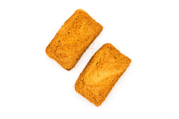 Crispy rusk on white background with selective focus