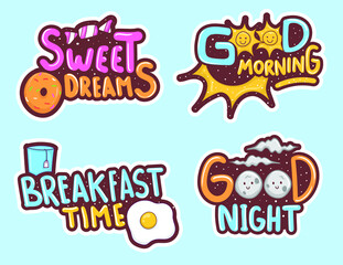 Colorful hand drawn cute stickers