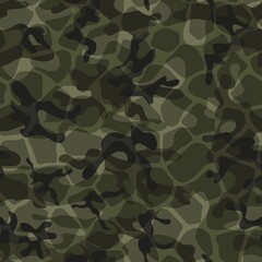 Military camouflage pattern, trendy vector background, forest seamless texture
