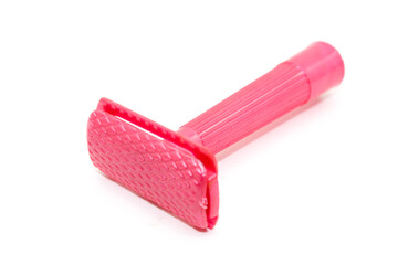 Razor on white background with selective focus