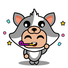 vector cartoon character pet mascot costume cute cat birthday whistle