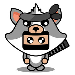 vector cartoon character cute pet cat mascot costume with ninja outfit