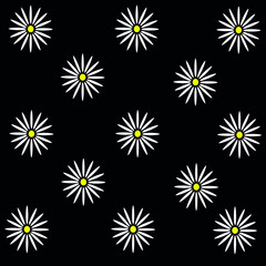 white daisies on a dark background. Stylish coloring. Print for women's clothing.